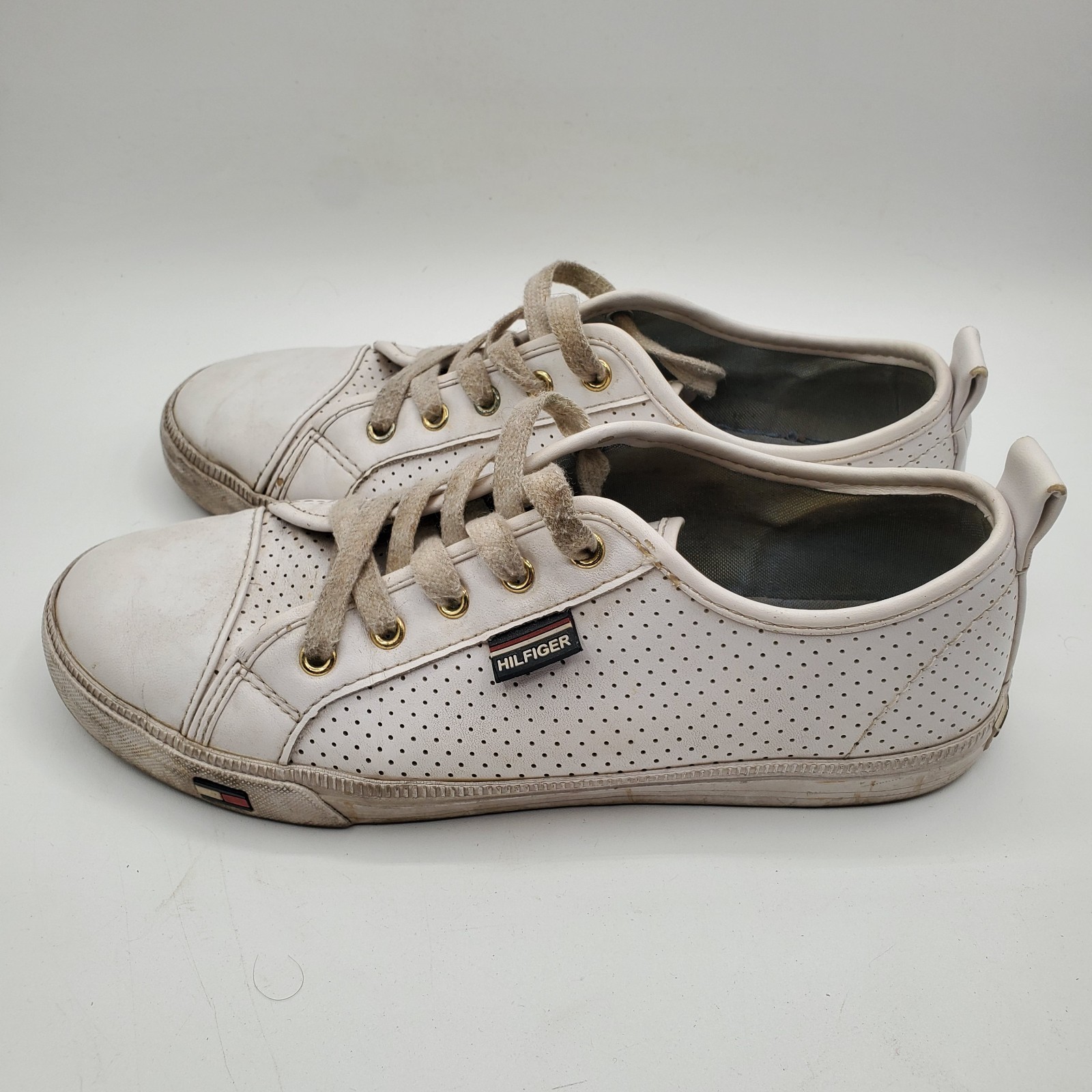 Tommy Hilfiger Twanibel-R Tennis Shoes White Perforated Low Top Size 8M MD #222 thumbnail 3