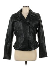 Unik Women Black Leather Jacket M