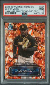 2024 Bowman Chrome Sapphire LEO DE VRIES Orange Refractor Selections # /25 PSA 9