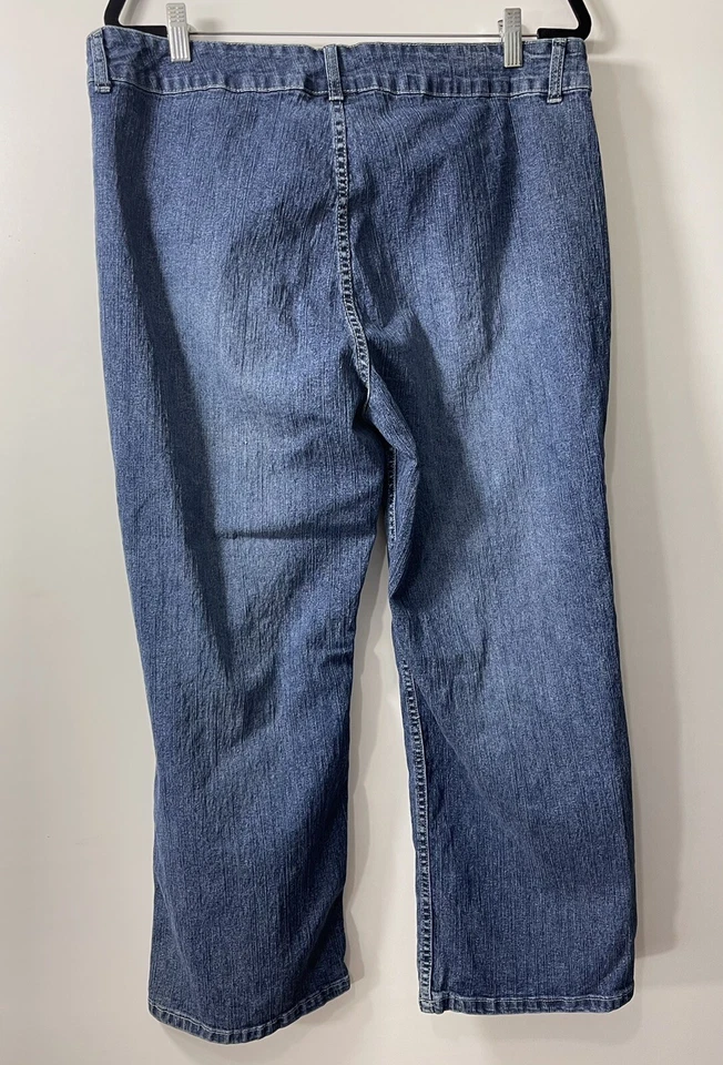 Jeans jeans feminino 24/7 tamanho 18WP azul pequeno bootcut frente plana - Imagem 3 de 4