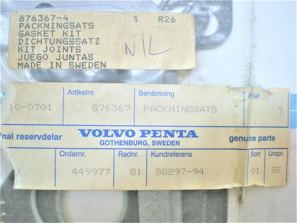 Volvo Penta 876367 , Gasket Kit *OEM*NEW* - Image 2 of 4