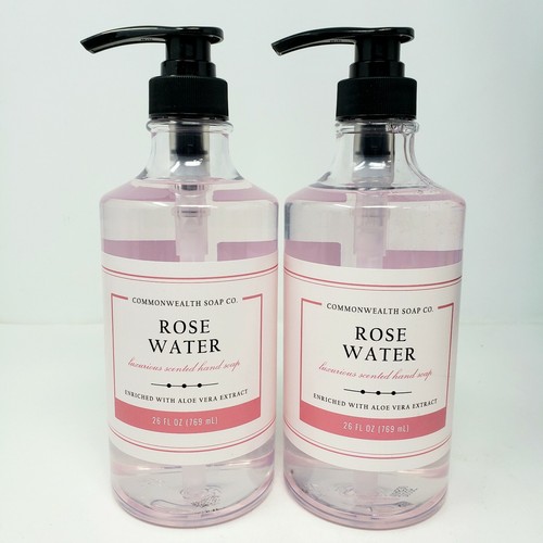 Lot of 2 Commonwealth Soap Co Rose Water Luxurious Hand Soap 26 oz ea