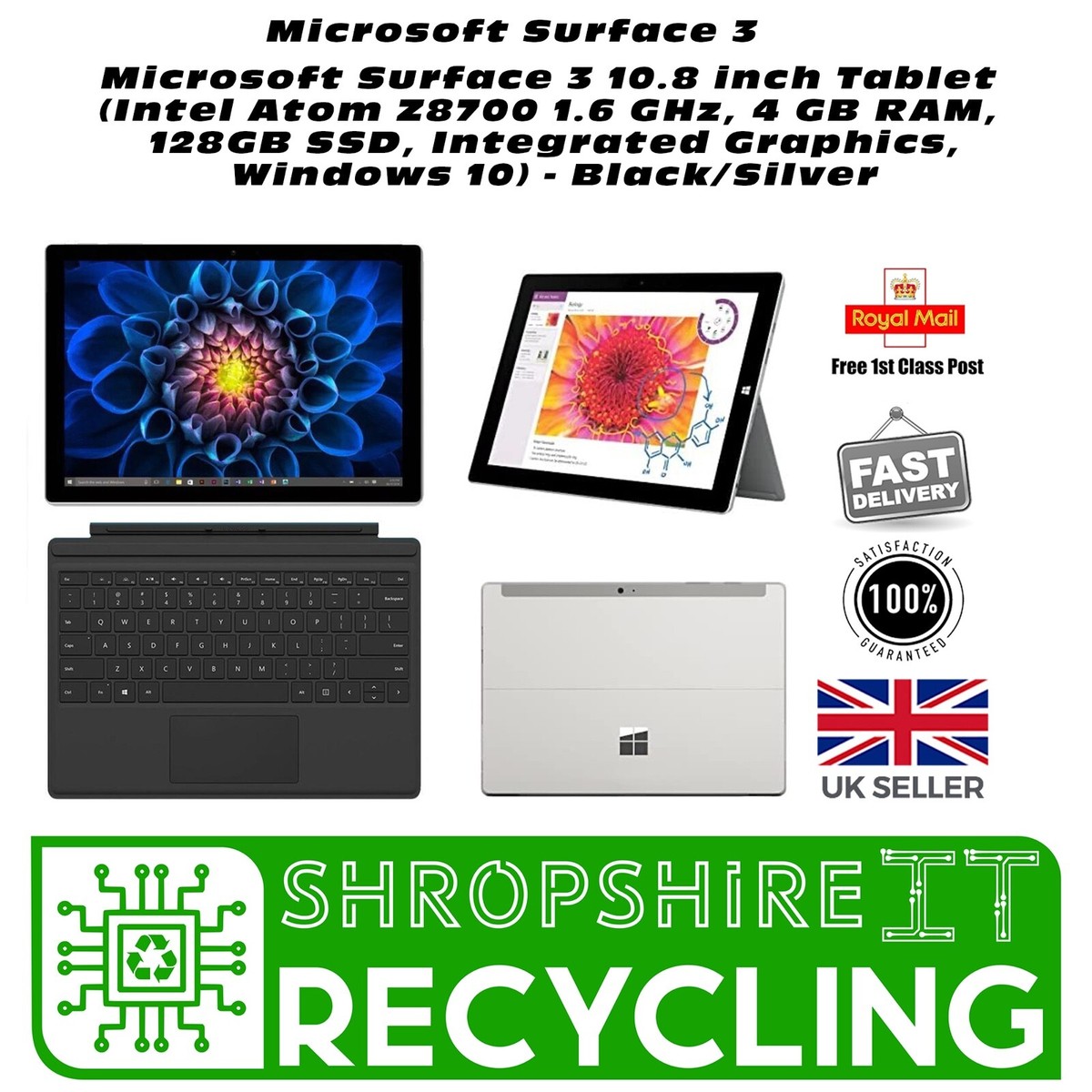 Microsoft Surface 3 Model 1645 x7-Z8700 4GB RAM 128GB Windows 10