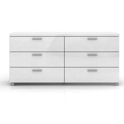 Elisha 6 Drawer Lowboy Chest In High Gloss White Dressers Elisha 6 Drawer Lowboy Chest In High Gloss White