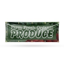 Farm Fresh Organic Produce Vinyl Banner Sign with Metal Grommets Heavy-Duty