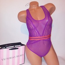 Victoria Secret Lingerie Teddy Babydoll One Piece Bodysuit Purple Lace