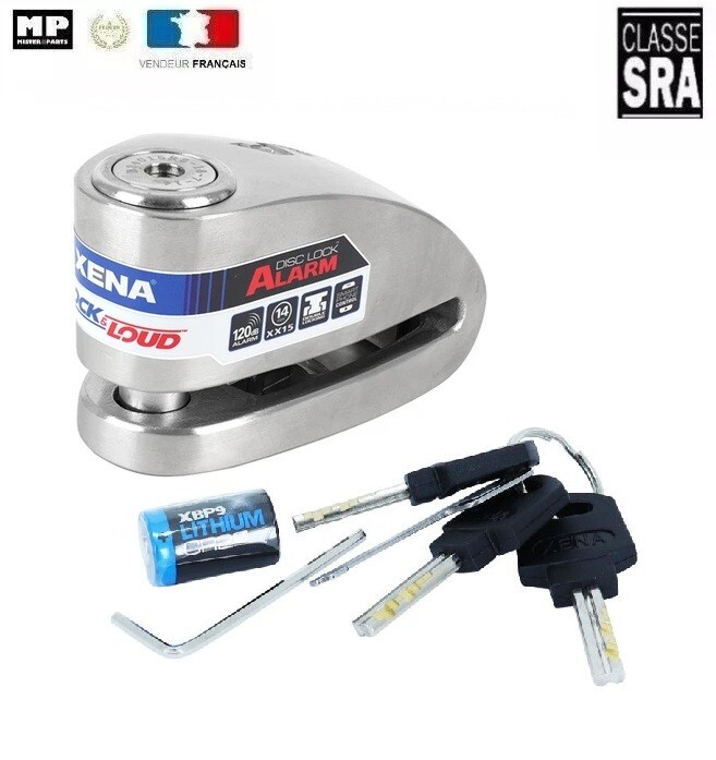 Antivol bloque disque XENA ALARME XX15 moto SRA protection contre le vol de moto
