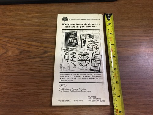 1981 Ford Granada Car Owner's Manual - Picture 5 of 8