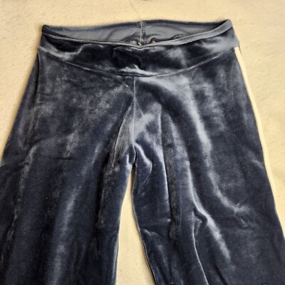 Everlast Womens Track Pants Sz M Blue Mid Rise Wide Leg Velour