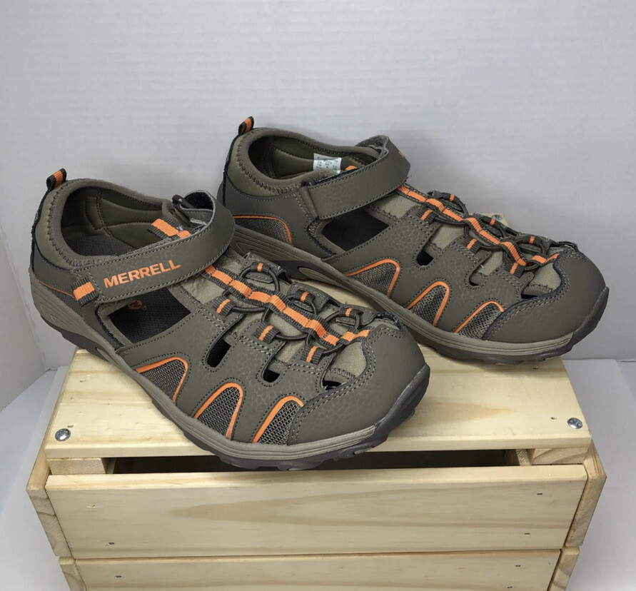 Sandali Merrell HydroH2O impermeabili in pelle grigio arancione donna taglia 9 ragazzi taglia 7 W