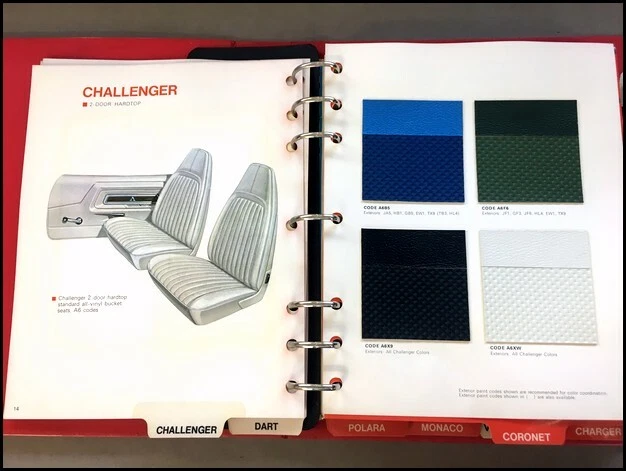 1973 Dodge Data Book Brochure  Paint Fabric Album Challenger Charger Dart Monaco - Изображение 4 из 4