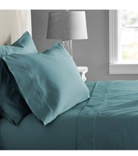 Hotel Style 600 Thread Count Teal Solid Cotton Pillowcase, King 2 Count New