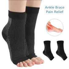 Pair Ankle Brace Compression Sleeve Support Sock Foot Fasciitis Pain Relief