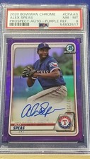 Alex Speas - 2020 Bowman Chrome Prospects Autograph Purple Refractor  PSA 8