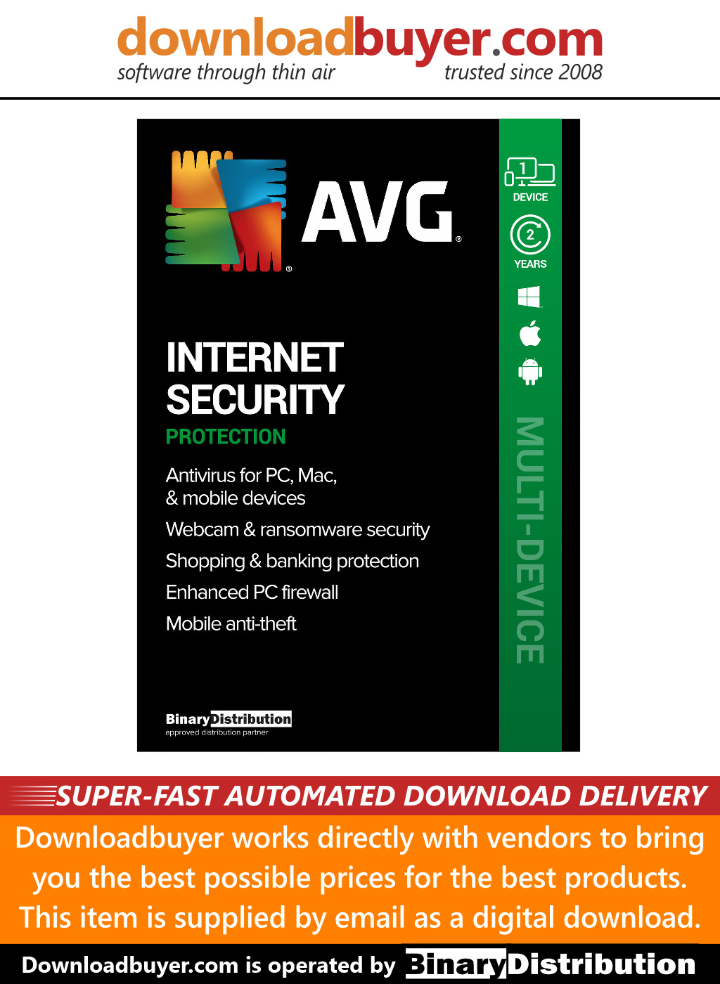 AVG Internet Security 2022 - 1 Device - 2 Years [Download]
