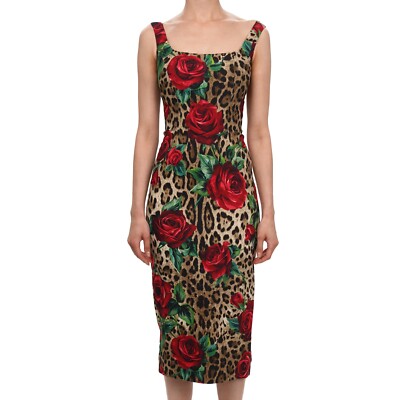 dolce gabbana red leopard dress Dolce & Gabbana Red Leopard Sheath Long Sleeves Women's Dress