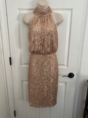 sequin mock neck cocktail dress eliza j New Eliza J sequin feather hem mini dress size 12