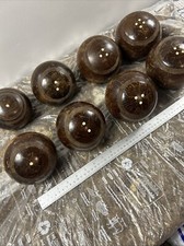 VERY OLD RARE 2 x SETS VINTAGE WOOD LIGNUM VITAE LAWN BOWLS x 8 Wood Turning