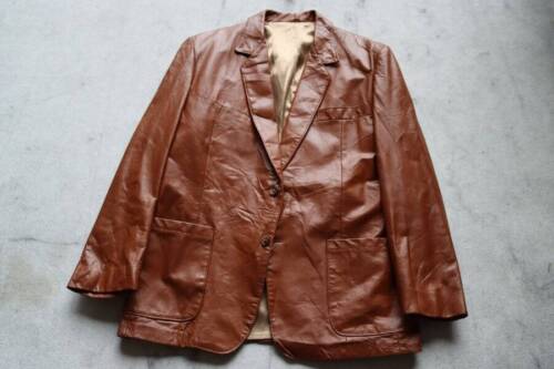 Vintage Cresco Mens Brown Long Sleeve Leather Blazer Jacket Size 44 - Afbeelding 1 van 7