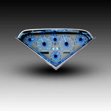 1955-1959 Chevy Truck Analog Gauge Panel White Faceplate Backlit Blue LED's 