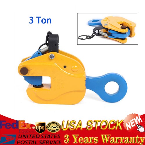 3 Ton Industrial Vertical Plate Lifting Clamp Steel w/ Lock Heavy Duty steel 3T