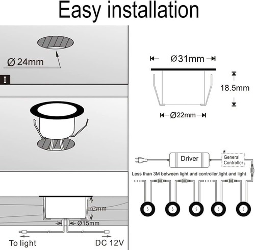 10-30X Smart WiFi Low Voltage RGBW+IC LED Deck Lights Dynamic Recessed Lighting - Picture 19 of 24