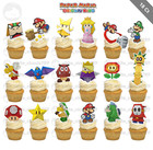 18 Paper Mario Cupcake Topper Origami King Party Favor Supplies Game Decor