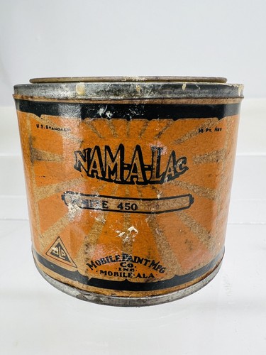 namalac mobile paint mfg paint can 1/2 pint vintage Advertising