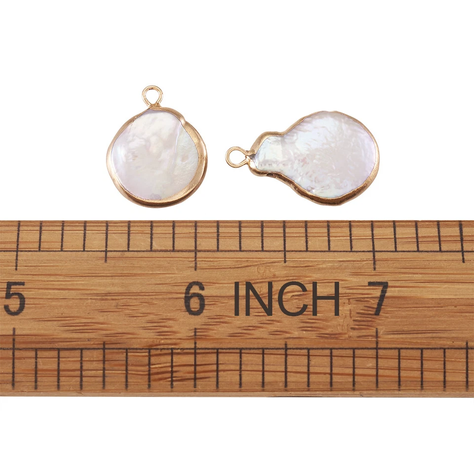 Colgantes de perlas Keshi naturales de electrochapado 10 dijes de perlas cultivadas de agua dulce Foto 3 de 4