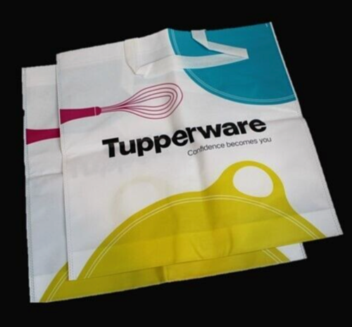 Two Tupperware Shopping Totes CONFIDENCE BAGS NON WOVEN New - Afbeelding 1 van 2