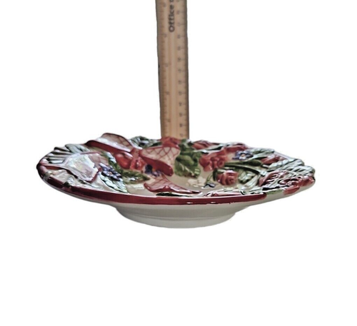FITZ & FLOYD ROMANTIC GARDEN POTPOURRI BOWL PILLAR CANDLE HOLDER PLATE PINK ROSE - Picture 4 of 7