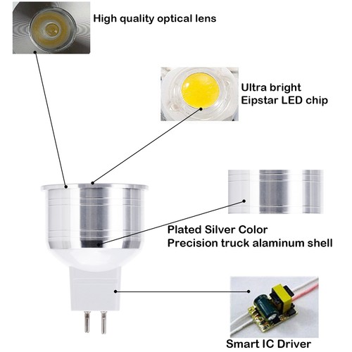Mini Spot Light Bulb Lamp Replace Halogen Lamp 3W LED GU10 MR16 GU5.3 SS - Picture 6 of 15