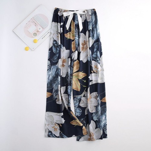 Womens Capri Pajama Pants Lounge Causal Trousers Flower Print Sleep Pants - Picture 36 of 47