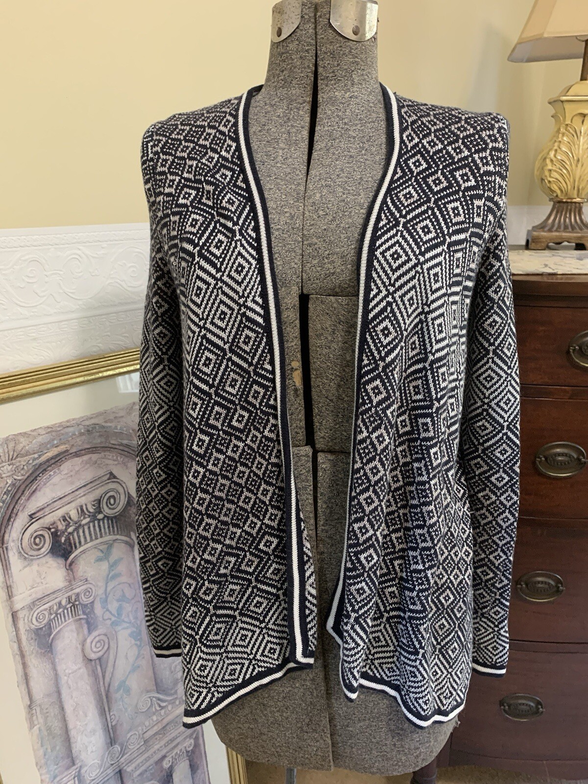 Loft Open Front Handkerchief Hem Long Sleeve Tria… - image 7