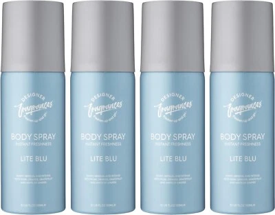 Designer Fragrances 4 Pack Lite Blue Men's Body Spray Deodorant Cans 150ml