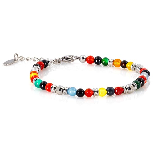 Edelstahl Armband Bracelet Perlenarmband 4 mm Perlen Multi Color Damen Herren - Bild 6 von 20