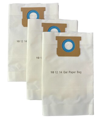 3 Pack VF2005 Replacement Filter Bags for Shop Vac 9066200 10-14 Gallon Vacuum
