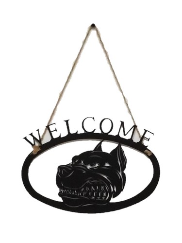 Pit Bull de Hierro Forjado Advertencia de Bienvenida Placa Colgante Personalizado Cuidado con el Perro NUEVO - Imagen 7 de 9