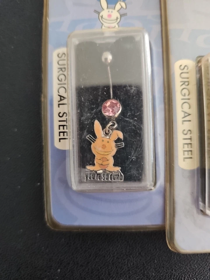 Jim Benton Bunny Naranja Cuelga Ombligo Anillo Naval Joyería Corporal Nuevo de Lote Antiguo Foto 3 de 4