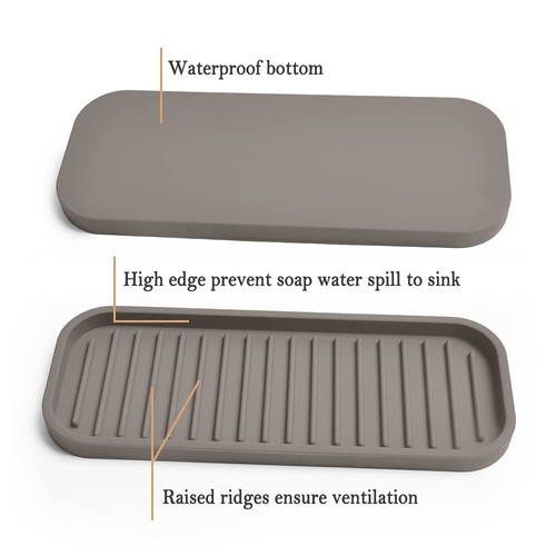 Silicone Sponge Holder Kitchen Sink Organizer Tray Dish Caddy Soap Dispenser Scr - Picture 3 of 5