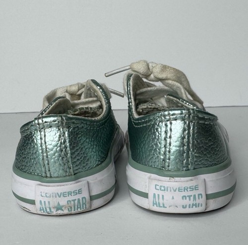 Converse Chuck Taylor All Star Turquoise Metallic Sneakers Baby Girls Size 4 - Picture 9 of 13
