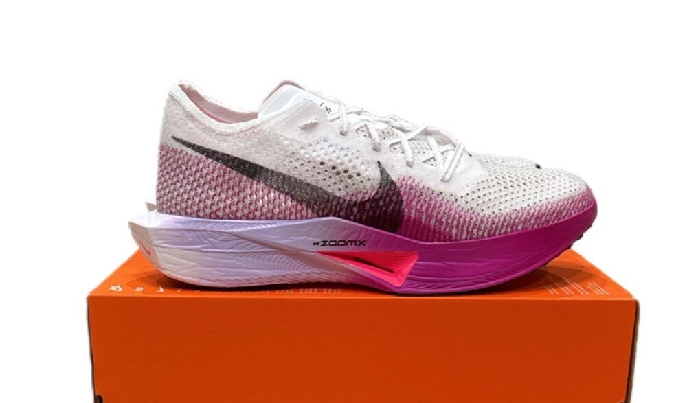 Nike ZoomX VaporFly Next% 3 Running Shoes in White Vivid Purple - Size 12