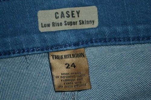 True Religion Girl's Casey Low Rise Super Skinny Blue Denim Jeans Sz 24x28 - Picture 8 of 11