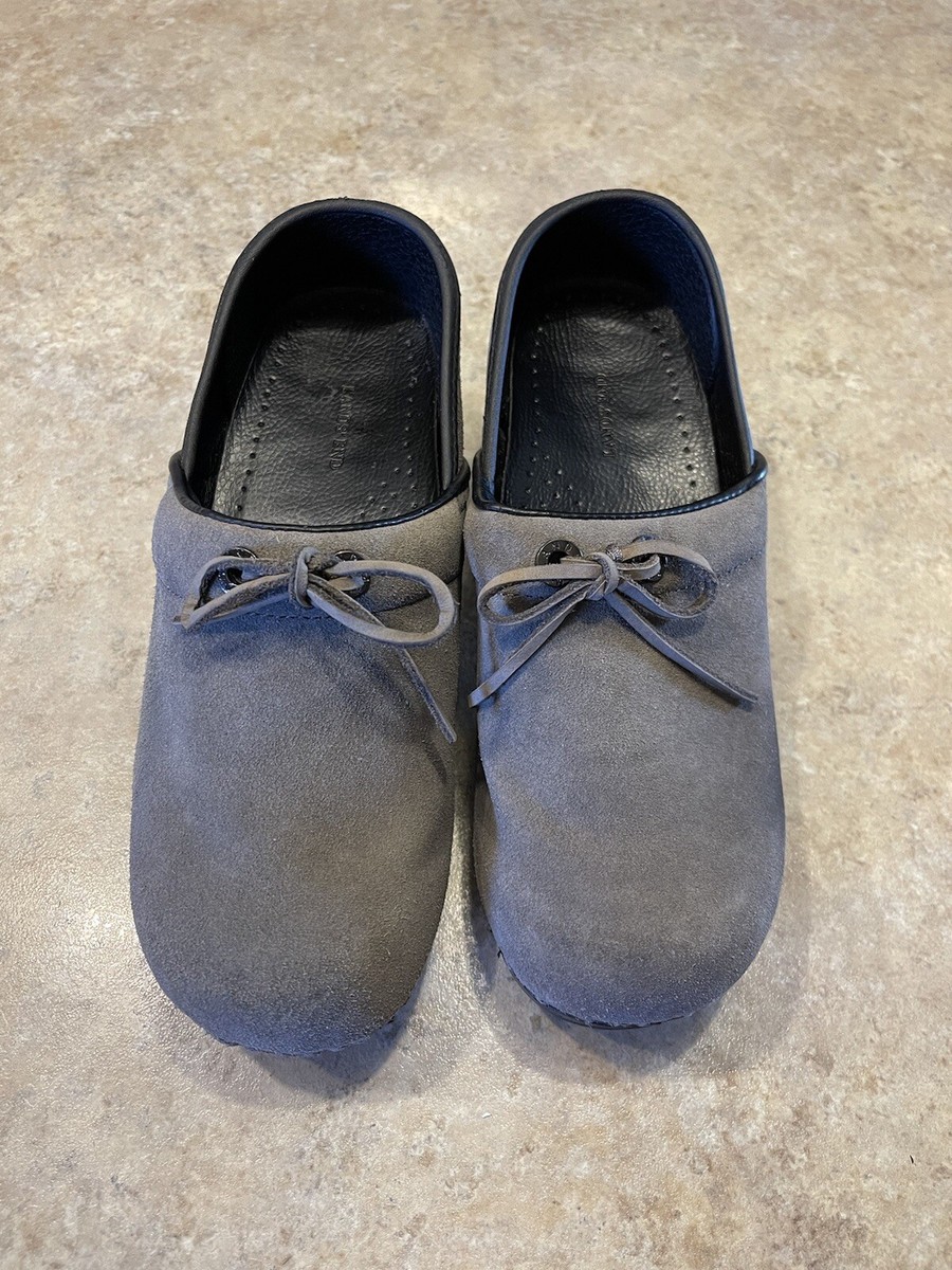 LANDS' END Suede Slip On Gray Comfort Mules Clogs Shoes Women's