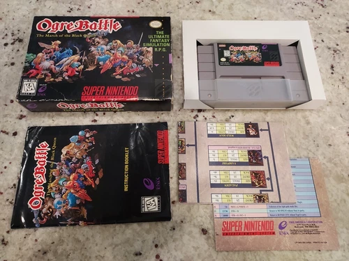 SNES Super Nintendo OGRE BATTLE THE MARCH OF THE BLACK QUEEN Complete CIB MAP