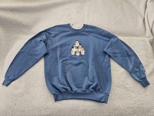 M C Sportswear Womens Vintage Christmas Sweater Blue Snowman Sweatshirt Large
