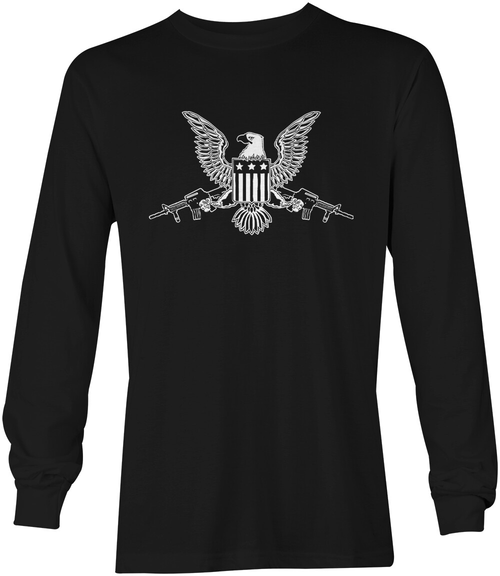 00s 2ND AMENDMENT フレイム 袖プリ L/S Tシャツ イーグル Bald Eagles With Rifles - 2nd Amendment USA Unisex Long