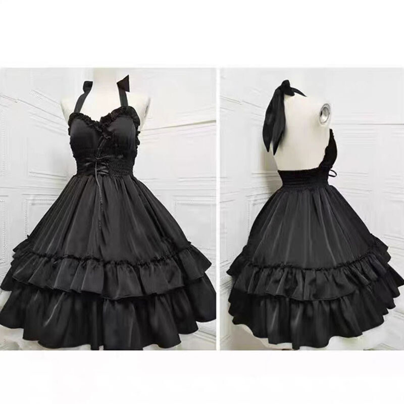 Lolita Girls Vintage JSK Ruffles Dress Japanese Sleeveless