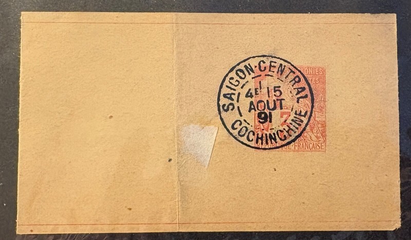 French postal stationary with Saigon Central, Cochinchine cancel, 1891