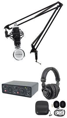 Rockville R-TRACK SOLO 1-Person Podcast Podcasting Recording Kit w/ Boom Arm
